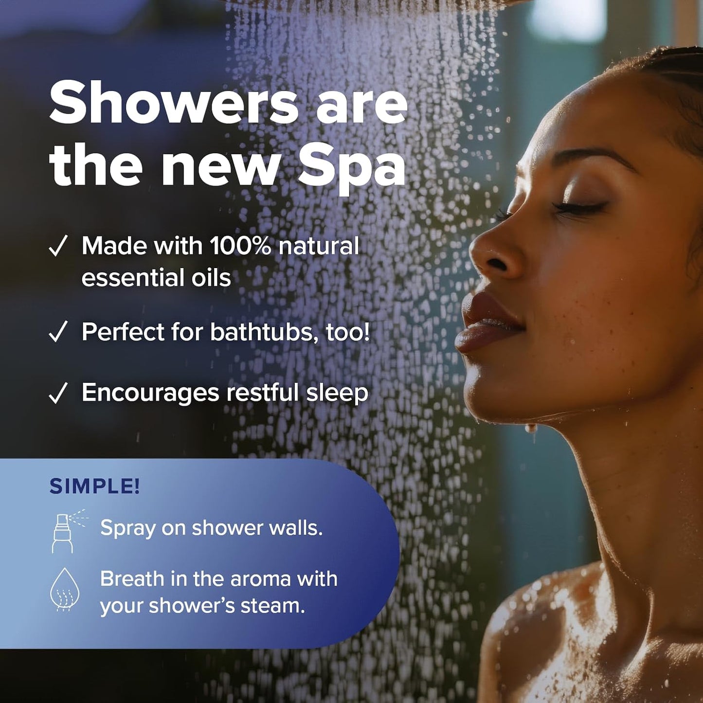 MOXĒ Dream Lavender & Chamomile Shower Steamer Spray, 100% Natural Certified Essential Oils, Bath Relaxation, Made in USA, 4 Ounces (2 Pack)