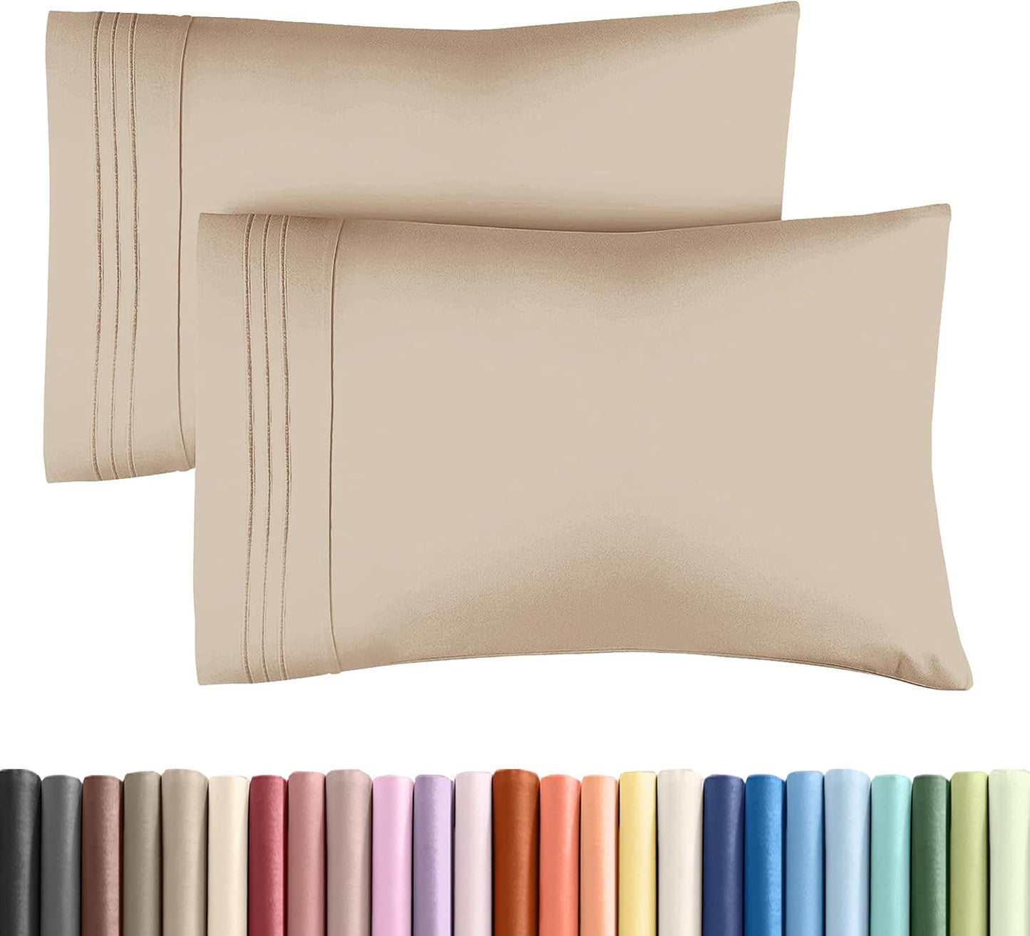 Queen Pillow Cases Set of 2 - Ultra Soft Hotel Quality Pillowcase Covers - Comfy, Cozy & Wrinkle Free - Shrinkage, Stain and Fade Resistant - Machine Washable Pillow Protectors - 2 Piece Set - Cream