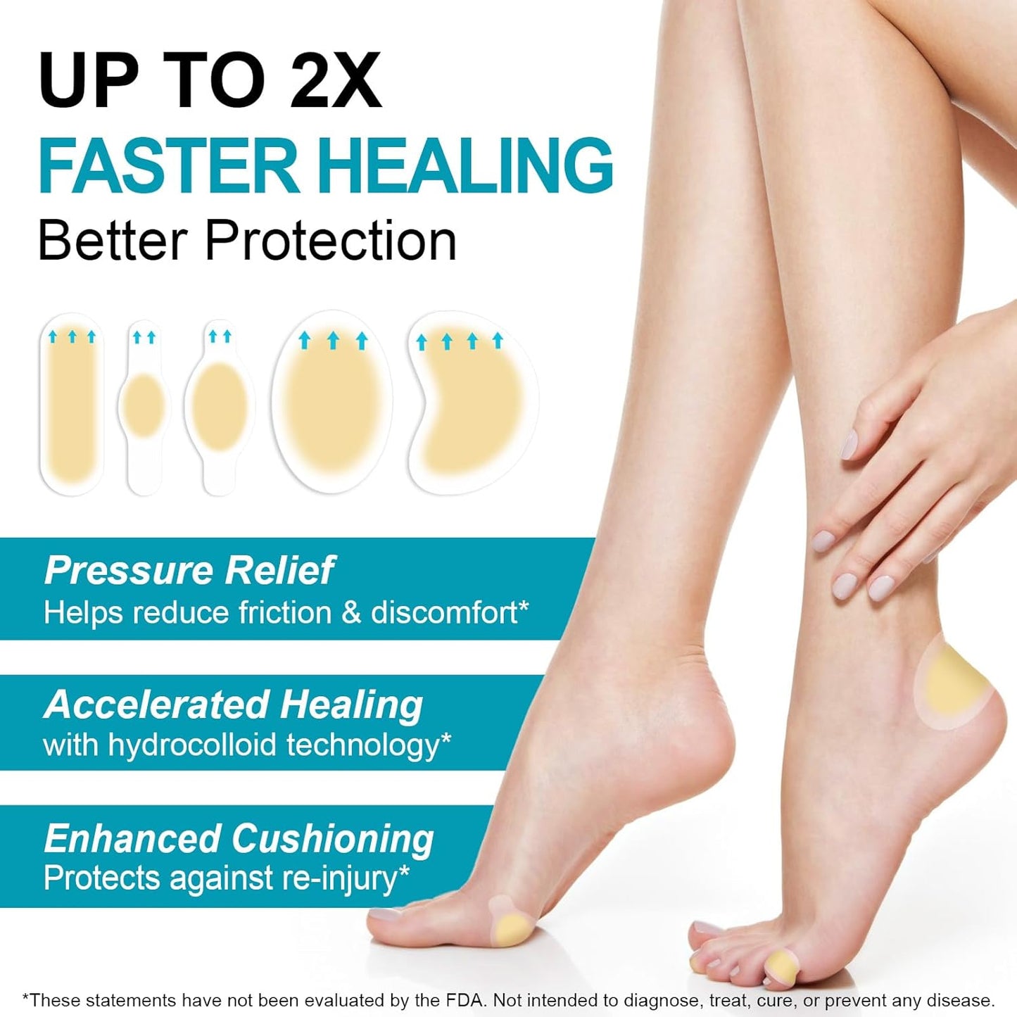 Hydrocolloid Gel Blister Bandages -30ct Waterproof Adhesive Blisters Bandages - Blister Pads for Heel, Foot, Toe, Feet - Gel Blister Chshions for Prevention & Recovery, Variety Pack