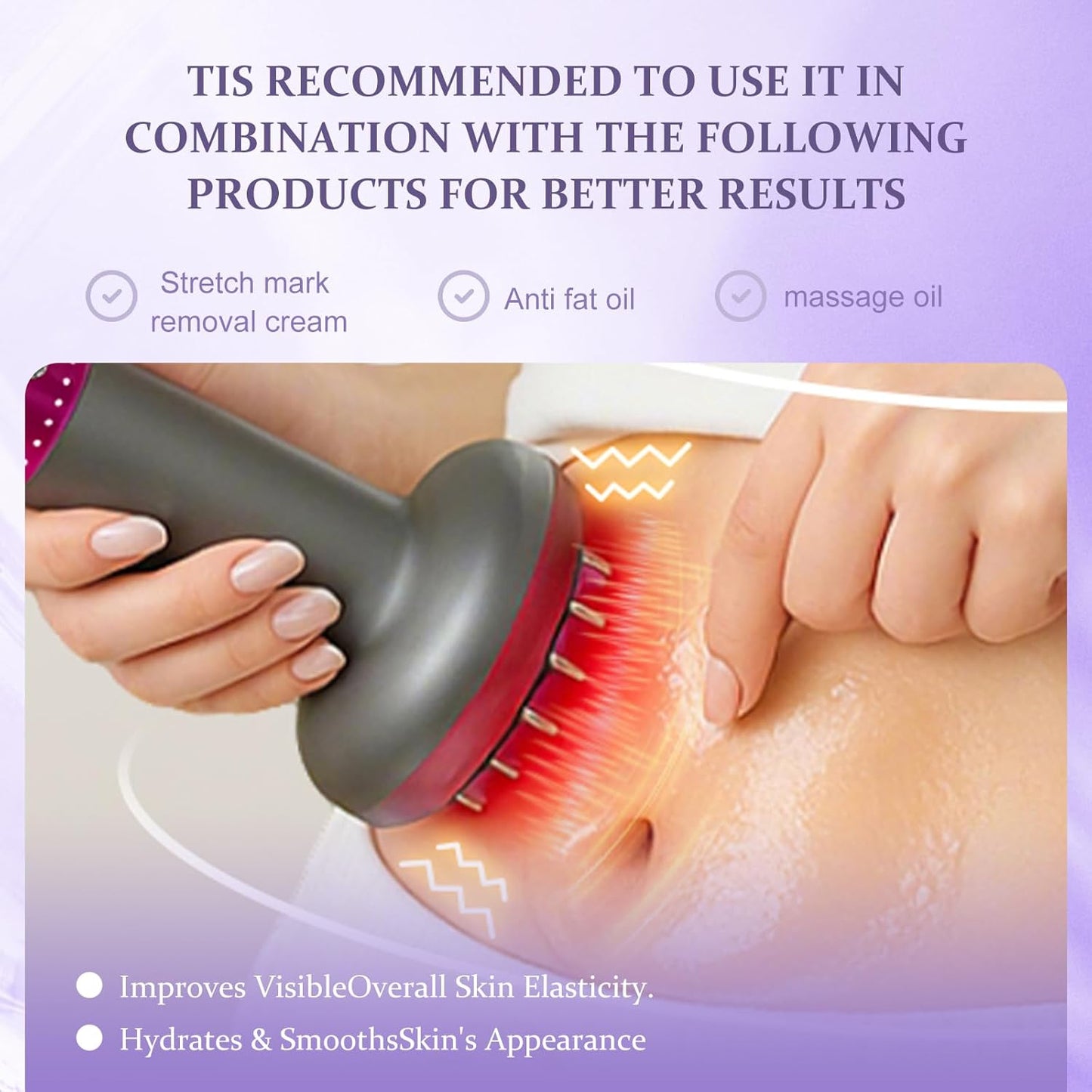 Lymphatic Drainage Massager，Help Reduce Stretch Mark, Cellulite, for Belly、 Neck、 Leg 、Hip Arm ，Improves Absorption of Skincare Body Oil Serum, Stretch Mark Creams and Stretch Mark Lotions