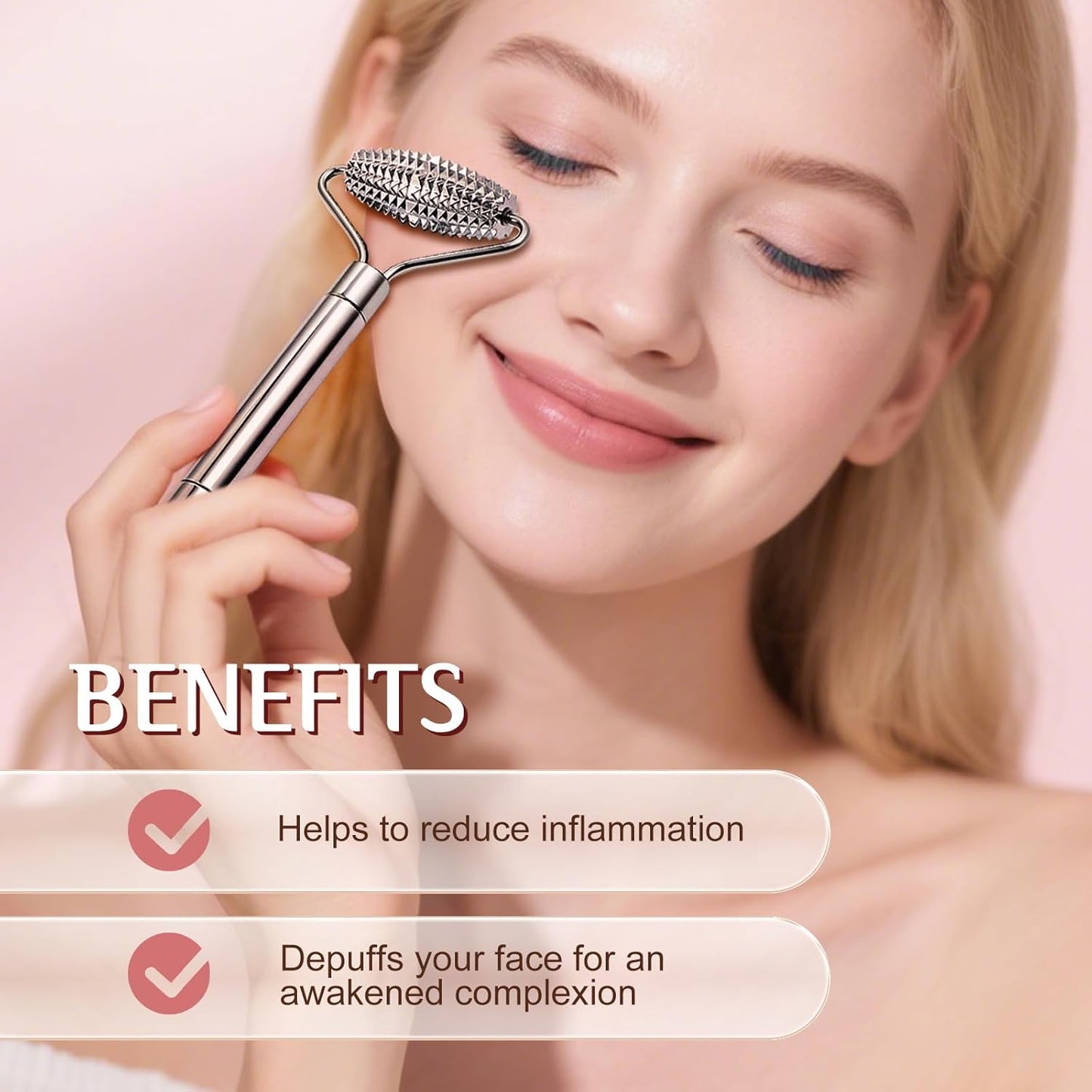 Gua Sha Facial Tools and Face Roller Set, Lymphatic Drainage Massager，Stainless Steel Facial Sculpting Eyes Roller Guasha for Face, Chin & Jawline Sculpting,Skin Care