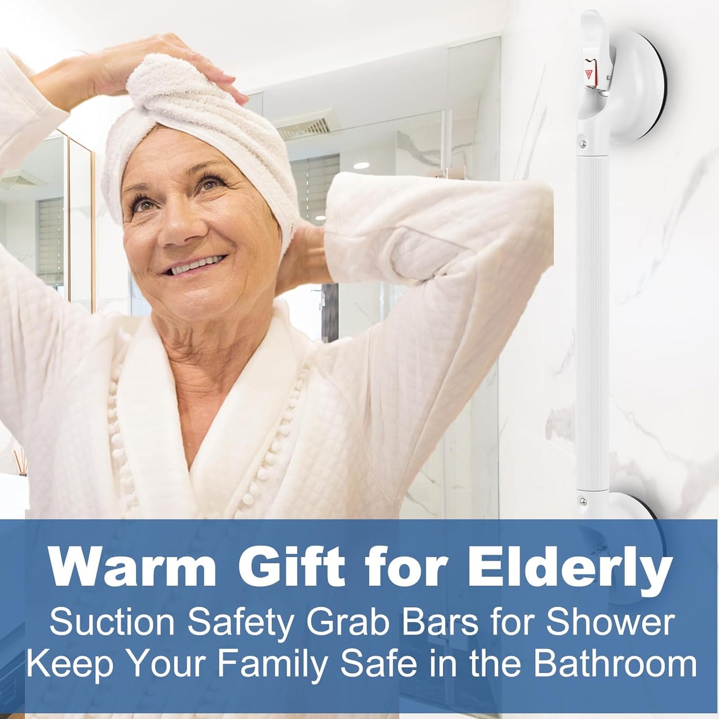 Shower Handle Upgraded 21 inch Grab Bar for Bathtub,Shower Handles with Strong Suction Cup,Bathroom Safety Grab Bar for Handicap Elderly Seniors and Disabled,White