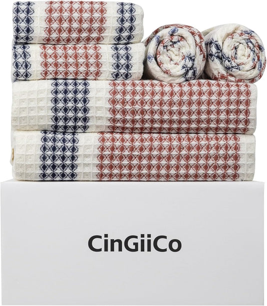 Bath Towels Set, Soft & Thick & Absorbent & Quick Dry, Hotel Towels for Bathroom Luxury, Beach Towel (Waffle Cafe, 2 Bath Towels+4 Hand Towels)