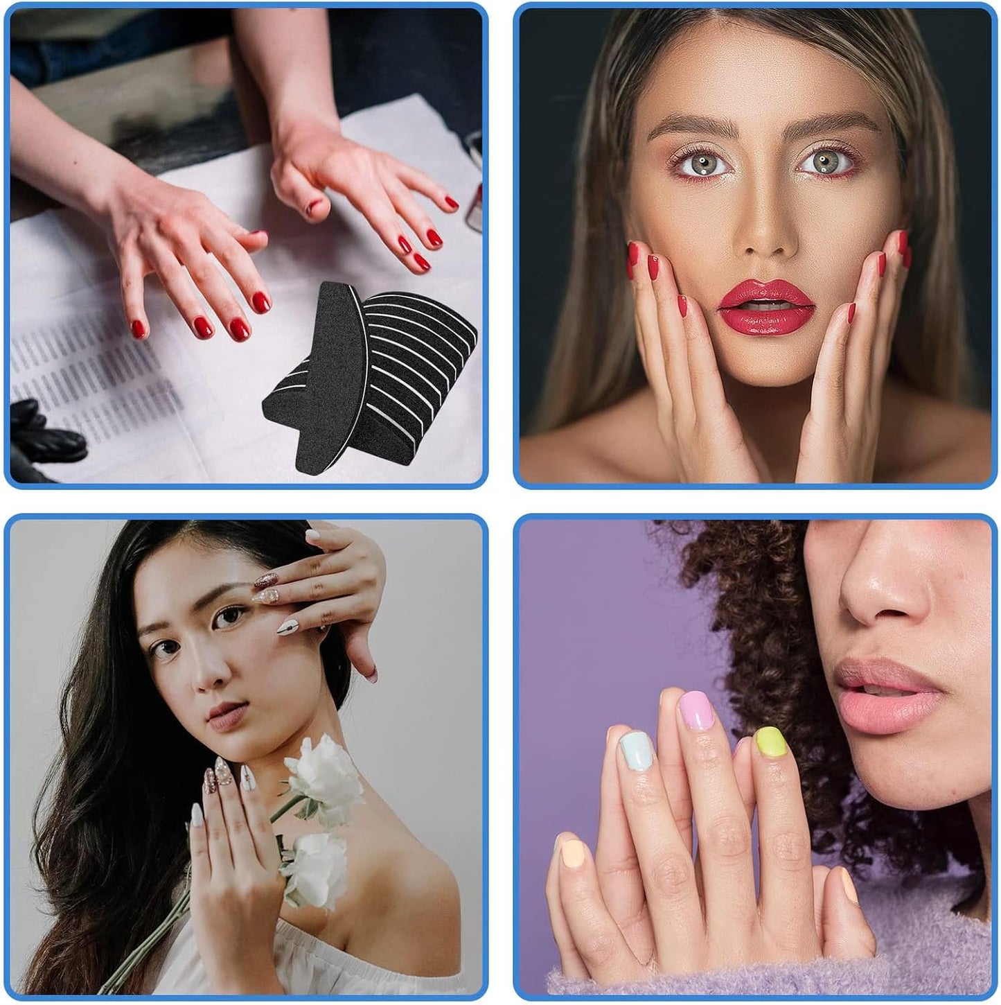 20 PCs Nail Buffers, Double Sided Nail Files Buffer Blocks 100/180 Grit Portable Washable Sanding Buffing File Arc Shape (Black)