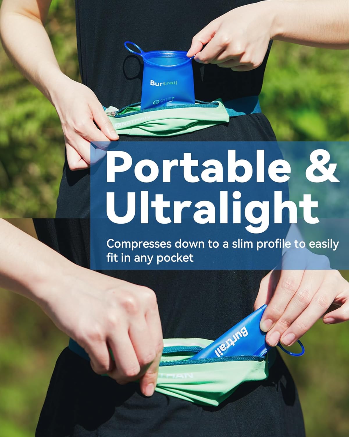 Collapsible Cup Foldable Running Water Cup,200 ml/6.8 fl oz-2Packs Color Mixing Protable Collapsible Cups for Traveling Backpacking Running-BPA Free,SeaBlue & SkyBlue