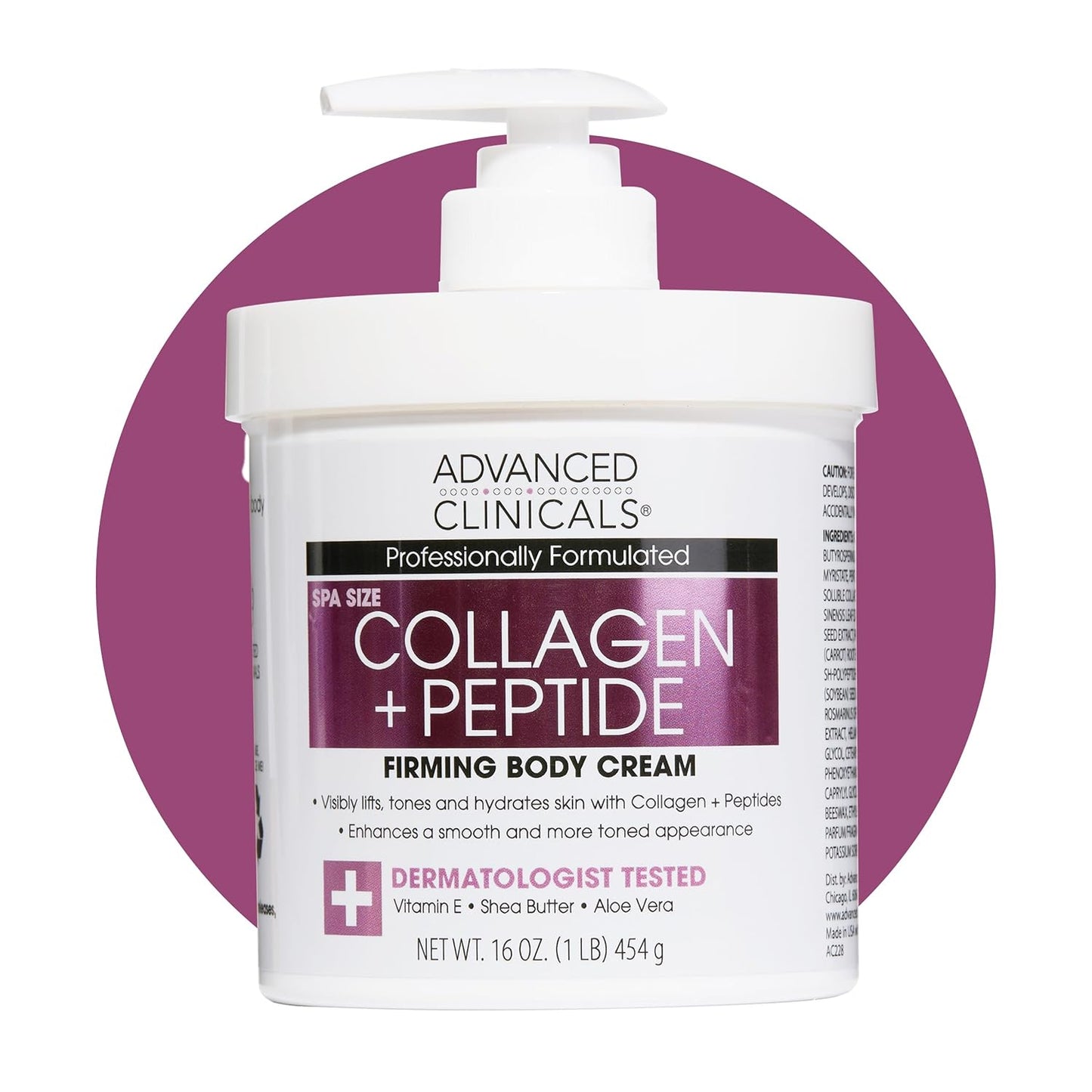 Advanced Clinicals Collagen Peptides Body Lotion & Face Moisturizer | Peptide Infused Collagen Lotion For Women & Men Helps Improve Look Of Crepey Skin, Wrinkles, & Uneven Dry Skin Texture, 16 Ounce