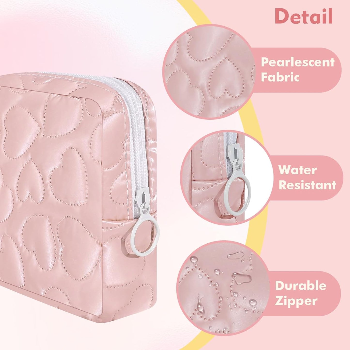 Sanitary Napkin Storage Bag Soft PU Leather Sanitary Pad Bags for Period Teen Period Pads Pouch for Panty Liners, Tampons, Menstrual Cup - White