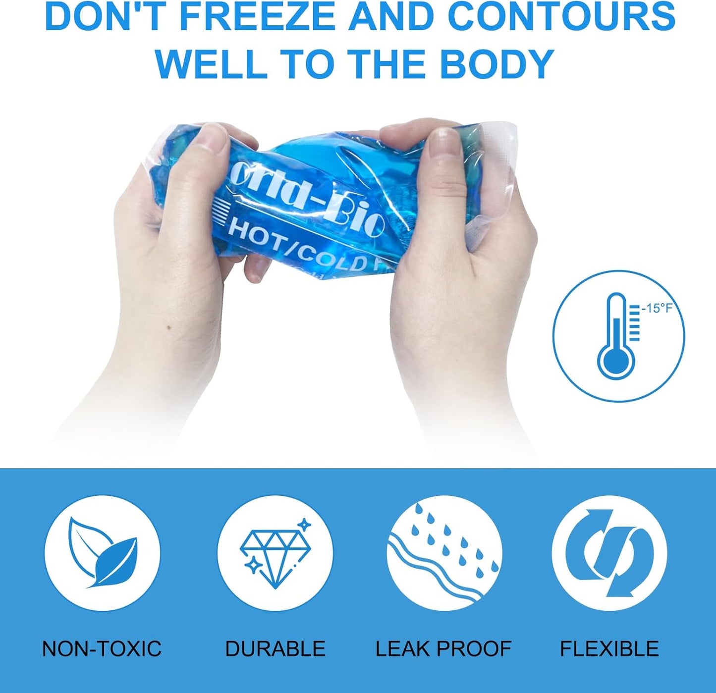 Gel Soft Flexible Ice Packs for Injuries, Reusable Cold Pack, Hot Cold Compress for Joint&Muscle Pain, Surgery Recovery, Inflammation, Swelling, Face, Head, Wrist, Ankle&Foot Injury, 4 Pack-5.1"x6.3"