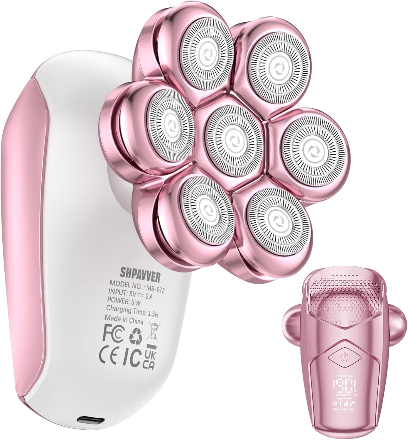 SHPAVVER Electric Razors for Women Legs: Rechargeable Body Shaver - Waterproof Wet Dry Hair Remover - Trimmer for Lady Face Underarms (Pink)