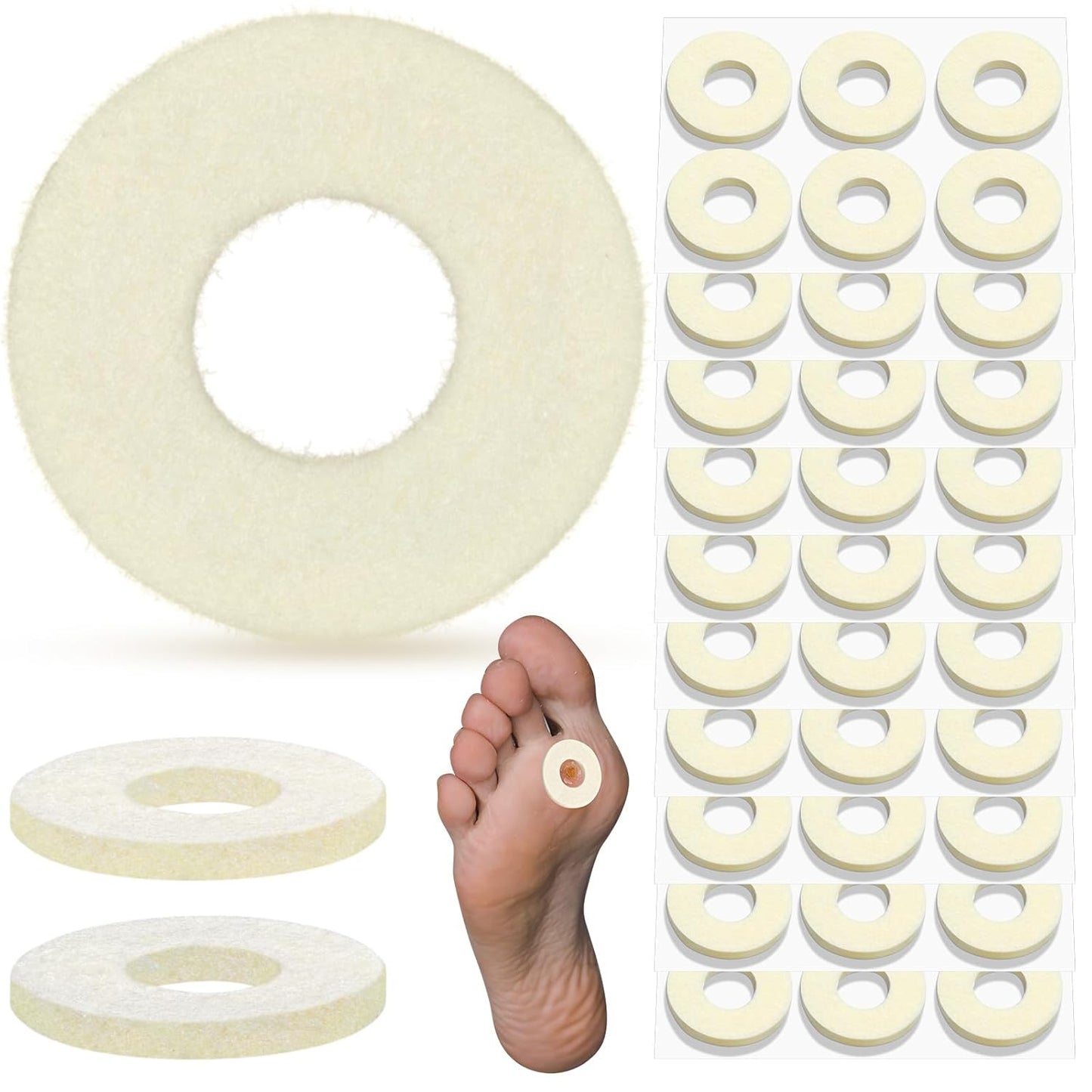 60 Pcs Felt Callus Cushions for Bottom of Foot Round Feet Corn Pads Adhesive Foot Callus Pads Soft Callous Cushions Bulk for Women Men Feet Toes Heel Pain Relief(Beige)
