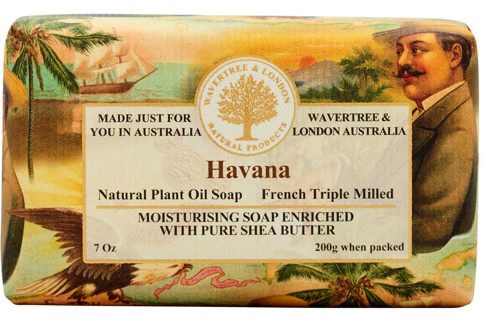 Wavertree & London Havana Scented Natural Soap Bar, 7oz Moisturizing French Triple Milled Soap Bar for Women & Men enriched with shea butter - Pure Bath & Body soap bar for All Skin Types