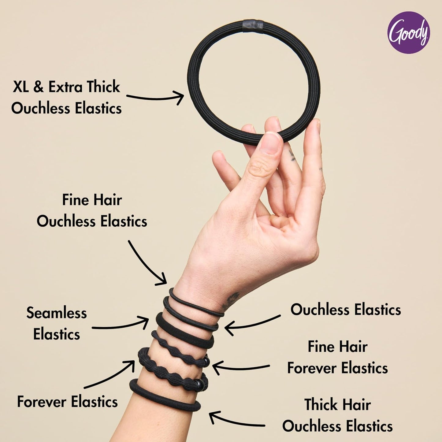 Goody Ouchless Hair Elastics – No Pull, No Breakage, Tangle-Free Hold for Thick, Curly, Coily & Textured Hair – 30 Count, Rainbow, Long-Lasting Ponytail Holders for Women & Men