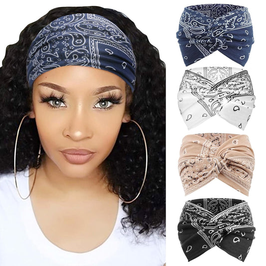 Extra Wide Headbands for Women Large Turban Headband Non Slip Boho Elastic Hairband Hair Twisted Knot Head Bands Accessories