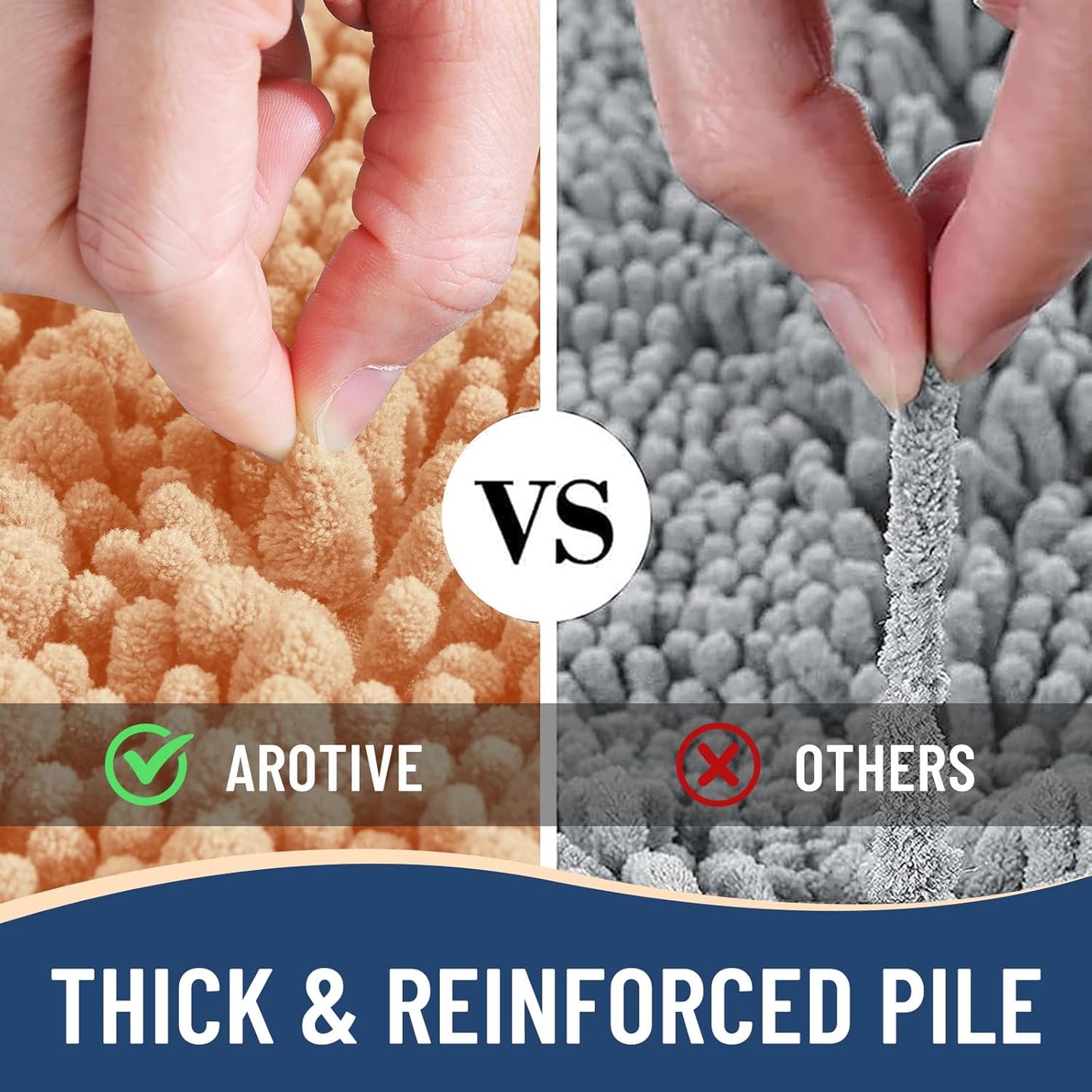 Arotive Luxury Chenille Bathroom Rug Mat, Extra Soft Thick Absorbent Shaggy Bath Rugs, Non-Slip Machine Wash Dry, Plush Bath Mats for Bathroom, Shower and Tub, 30x20, Peach