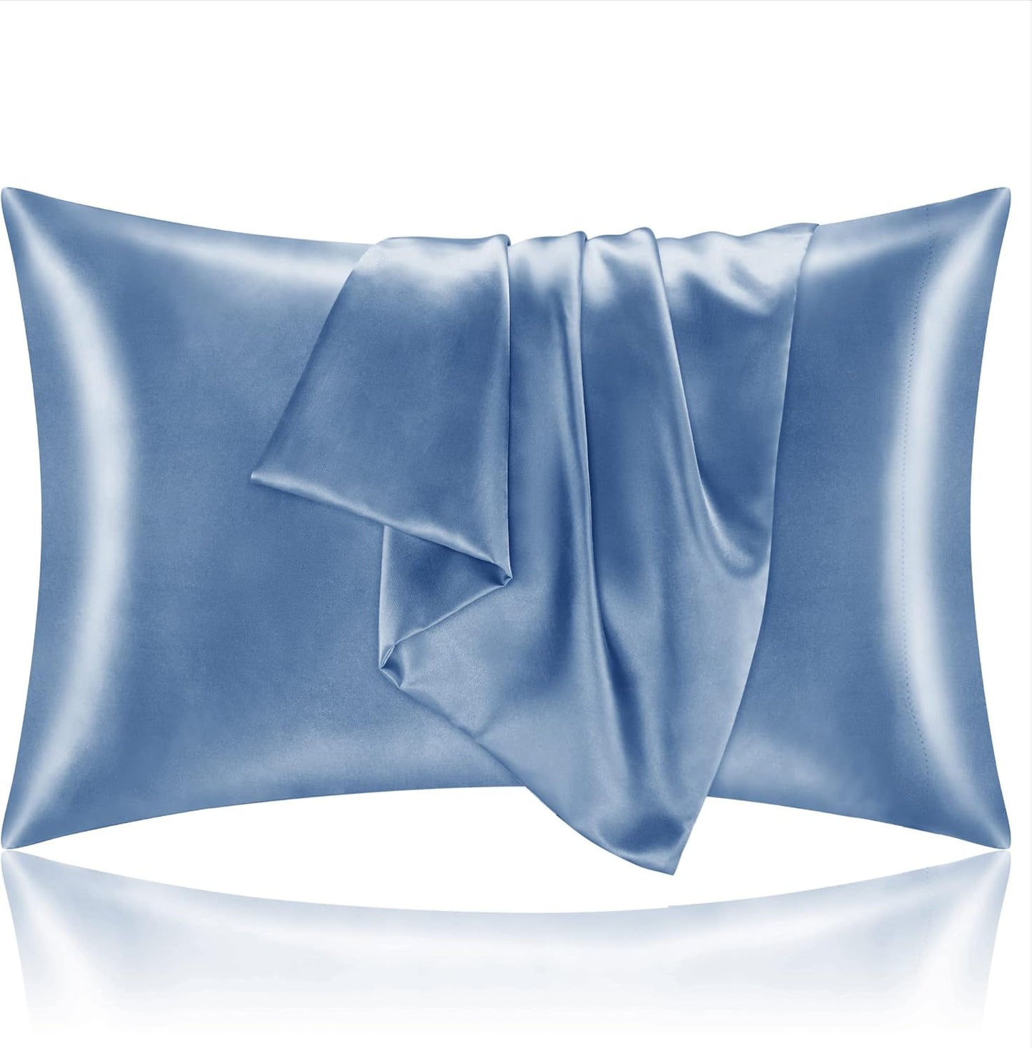 BEDELITE Satin Pillowcase for Hair and Skin, Super Soft and Cooling Similar to Silk Pillow Cases 2 Pack with Envelope Closure, Gift for Women Men(20"x36" King Size, Airy Blue)