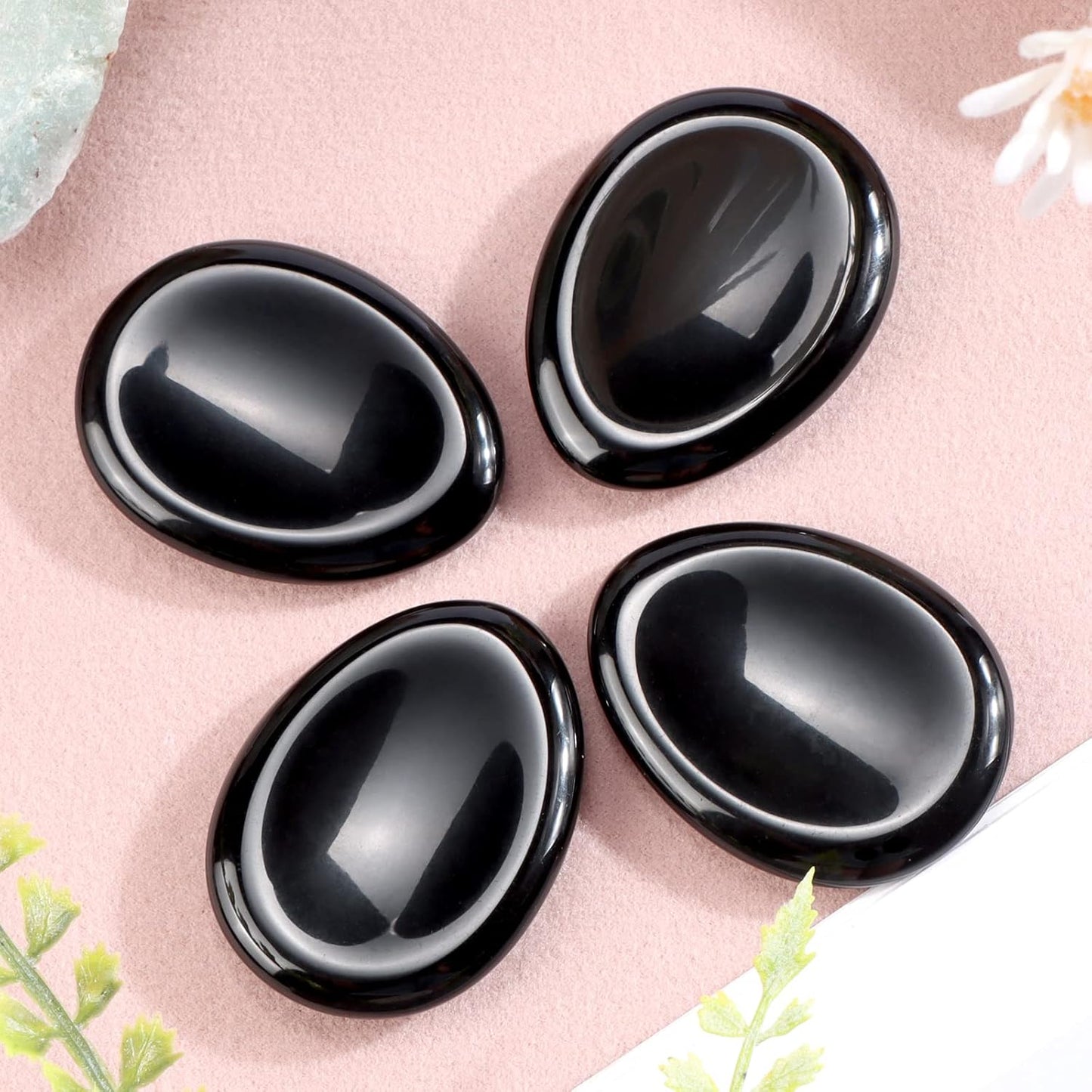 Artistone Black Obsidian Crystal Chakra Thumb Worry Stone Teardrop Reiki Healing Stone Pocket Palm Stones for Anxiety Stress Relief Meditation Therapy Geometry Home Decor