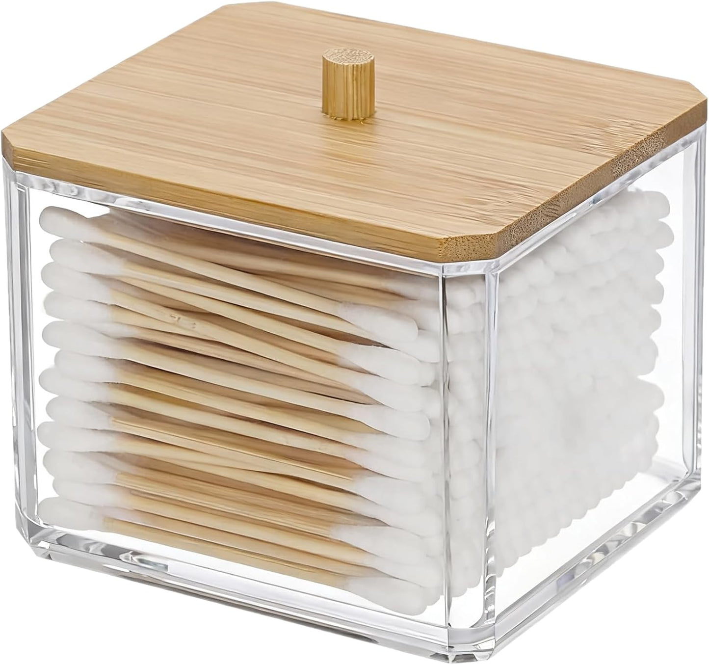 AXX Qtip Dispenser Apothecary Jars Bathroom - Qtip Holder Storage Canister Clear Plastic Jar for Cotton Swab,Q-Tips,Cotton Rounds (I#Cylinder 1Pcs)