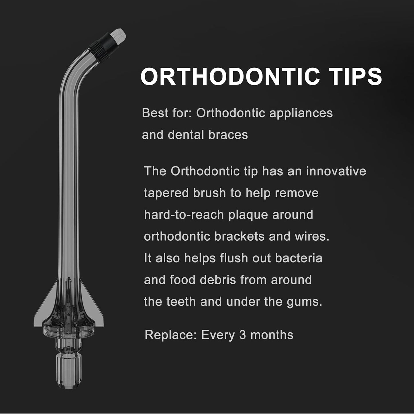 Replacement Heads for Nicwell Oralfree Water Flosser,4 Orthodontic Replacement Heads Oral Irrigator Jet Tip(Orthodontic Tips)