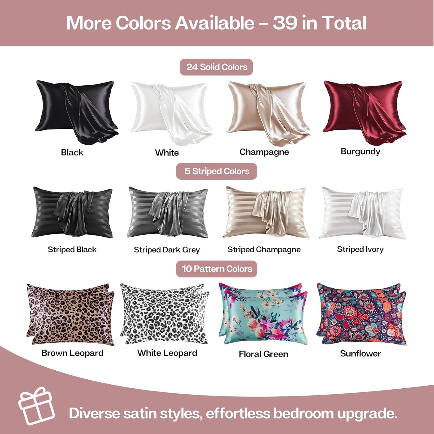 MR&HM Satin Pillowcase for Hair and Skin, Silk Satin Pillowcase 2 Pack, Queen Size Pillow Cases Set of 2, Silky Pillow Cover with Envelope Closure (20x30, Rose Taupe)