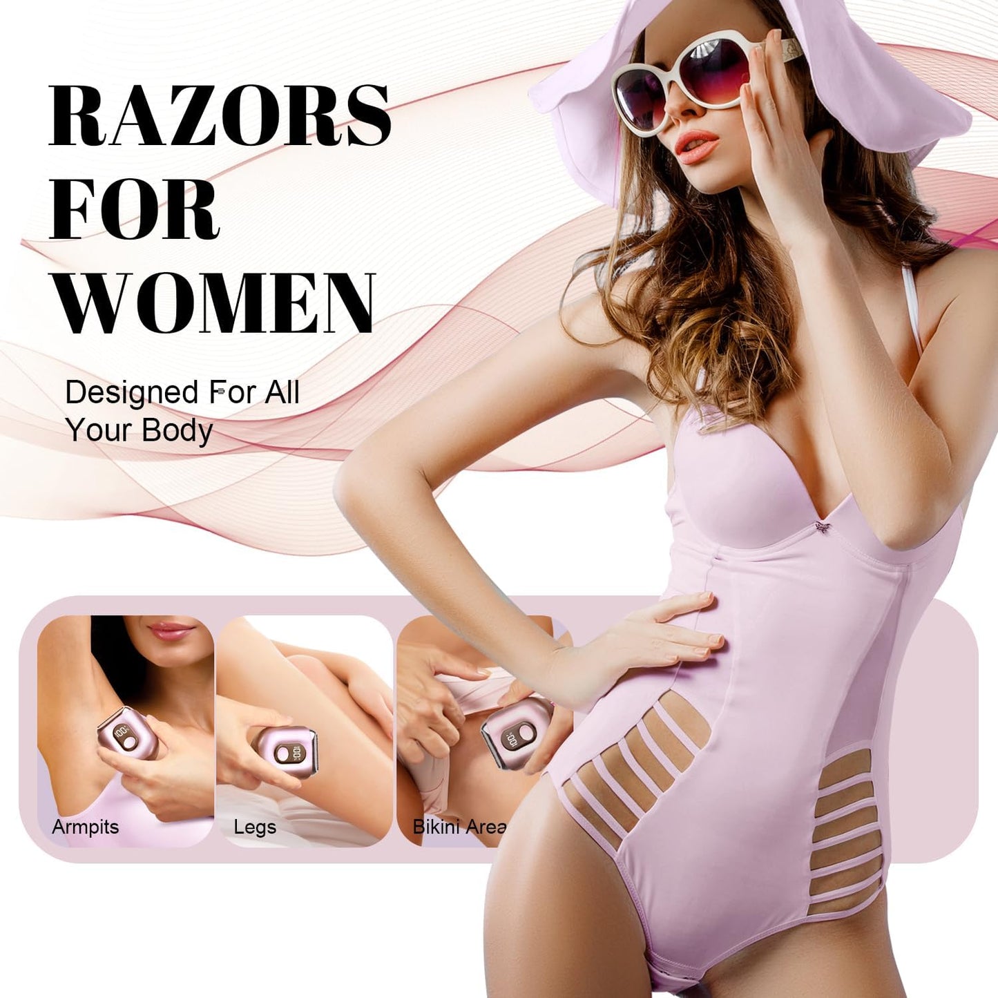 Cordless Electric Shaver for Women: Mini Electric Razors with LED Display - Rechargeable Bikini Trimmer - IPX7 Waterproof Wet Dry Face Razor for Body Pubic Leg (Pink)