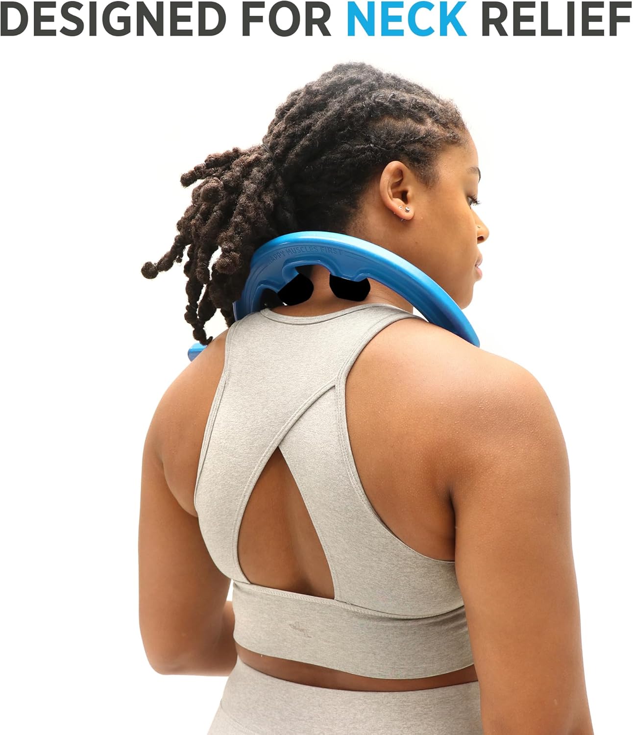 Tiger Tail Tiger Cane Back & Neck Massager – Trigger Point Deep Tissue Acupressure Hook with 7 Gription Knobs, Portable 2-Piece Self Massage Tool for Muscle Knot & Shoulder Pain Relief, Blue