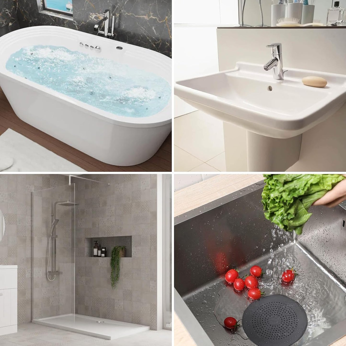 4-Pack Round Silicone Drain Covers Anti-Clog Hair Catcher for Bathroom, Shower Drain Sink Strainer with Suction Cups Effective Hair and Debris Filter