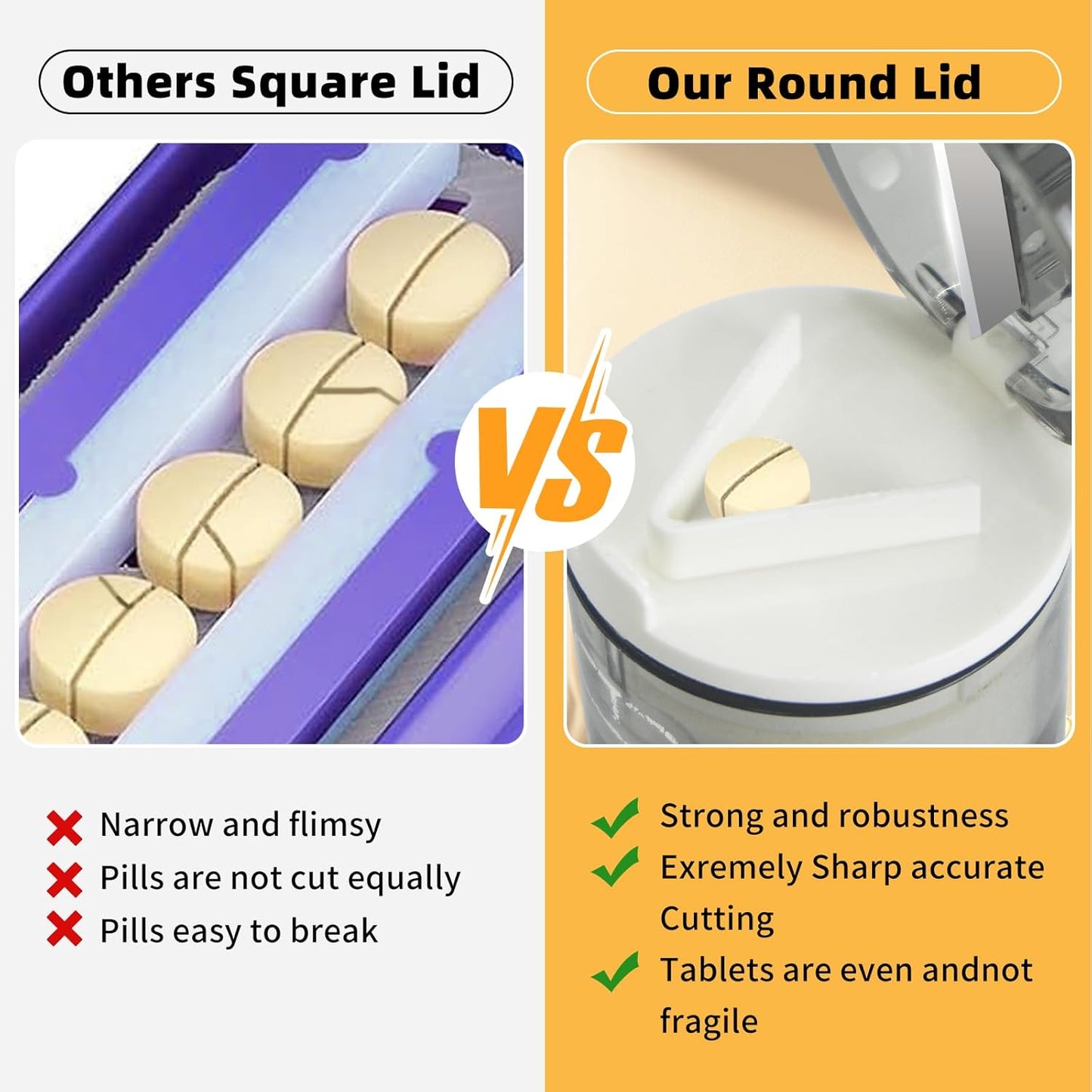 4-in-1 Pill Crusher and Pill Cutter,Pill Crusher Fine Powder,Pill Cutter for Small or Large Pills,Vitamins, Tablets, Stainless Steel Blade, Removable Drinking Cup