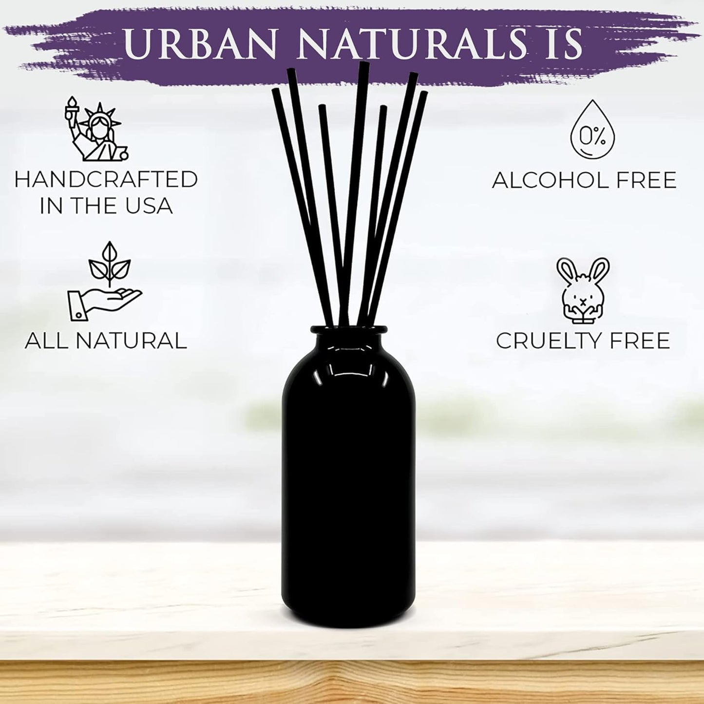 Urban Naturals Lavender Cedarwood Reed Diffuser Oil Set with Reed Sticks – Made in The USA
