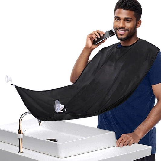 Beard Shaving Bib Apron Mens Beard Hair Catcher for Shaving and Trimming, Non-Stick Beard Shave Cape, Grooming Accessories Tools & Gifts for Husband or Dad (Black)