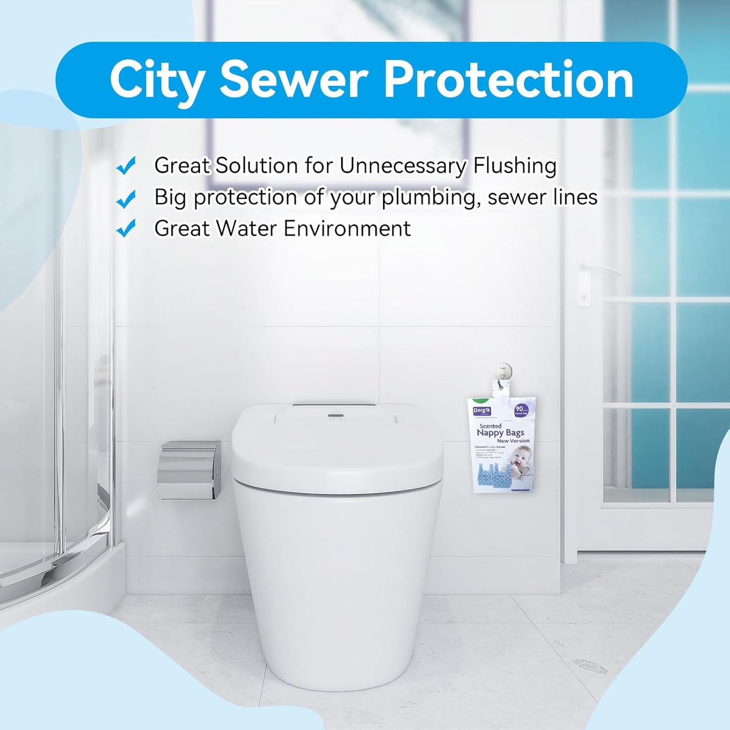 Personal Care Sanitary Disposal Bags (90 counts), Scented | for Sanitary Tampons, Pads, Liners, Wipes,Women Period Disposal | No Mess, Odor-Reducing,Hygiene Bags, Blue