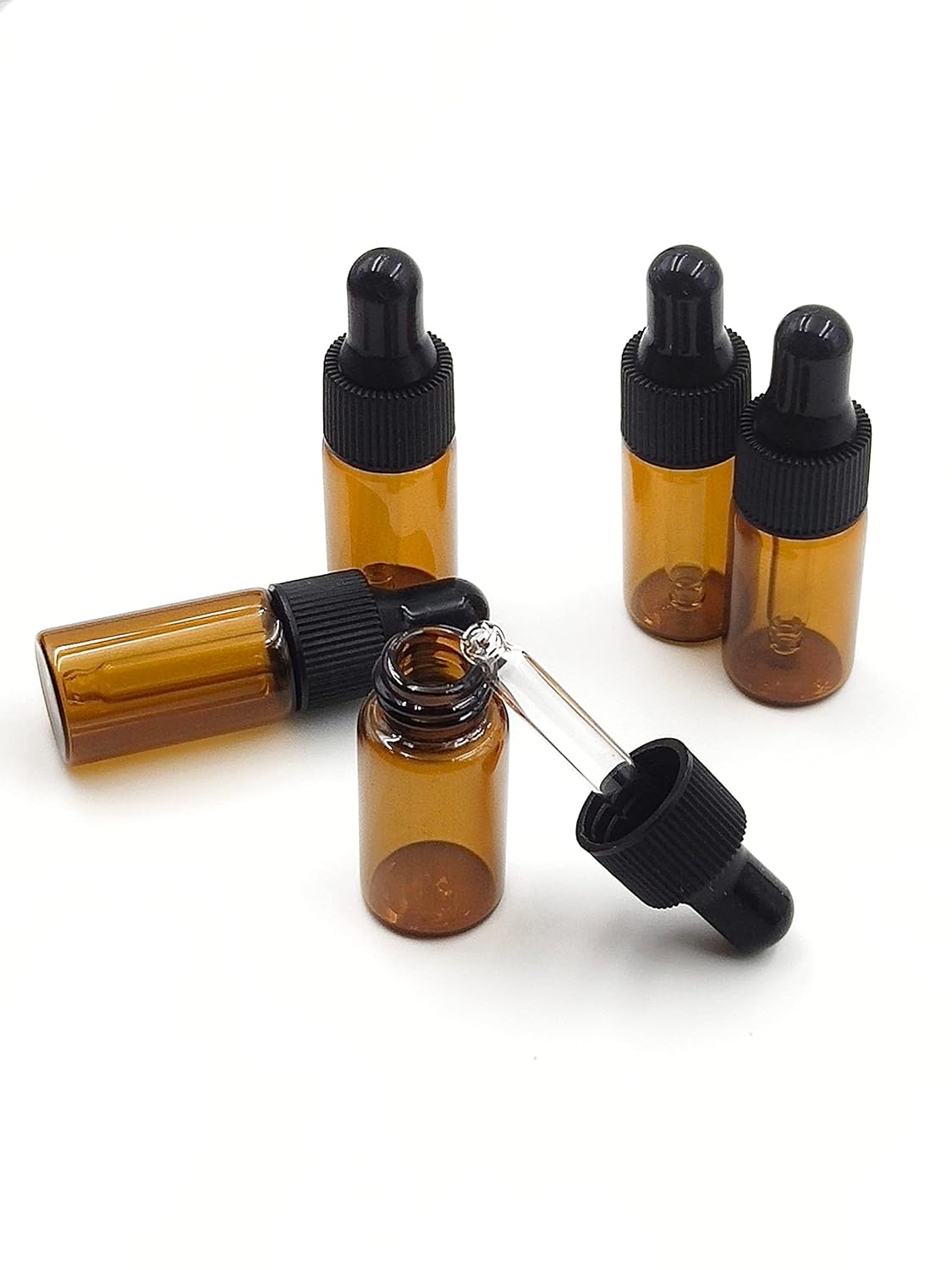 15Packs 4ml Tiny Amber Glass Mini Dropper Bottles for Essential Oils, Cosmetics, and Liquid Small Empty Travel Sample Vials with Dropper and Black Caps