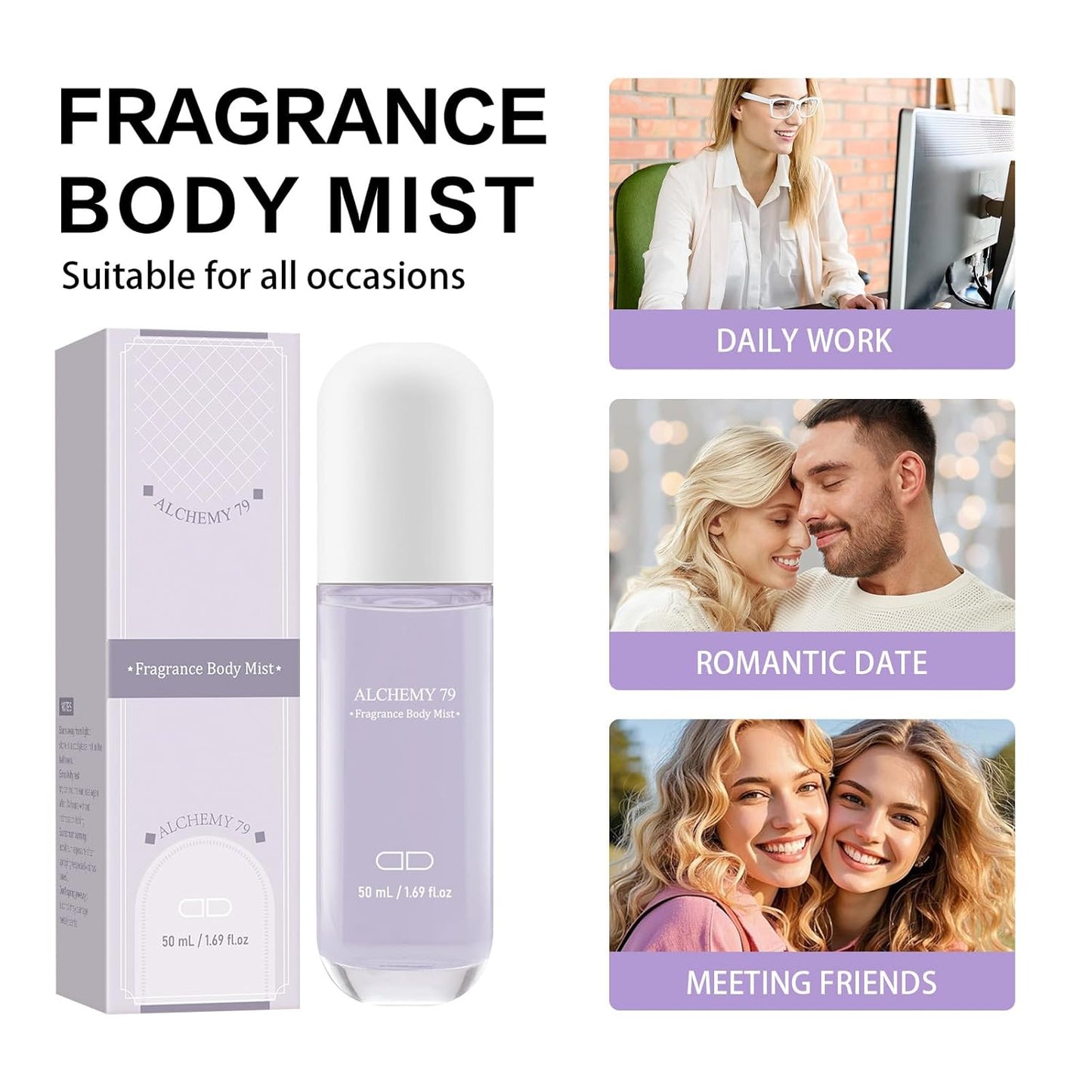 Body Mist Spray – Citrus & Floral Fragrance for Women – Daily Shower Mist & Refreshing Scent – 50ml Travel Size (ALCHEMY 79)