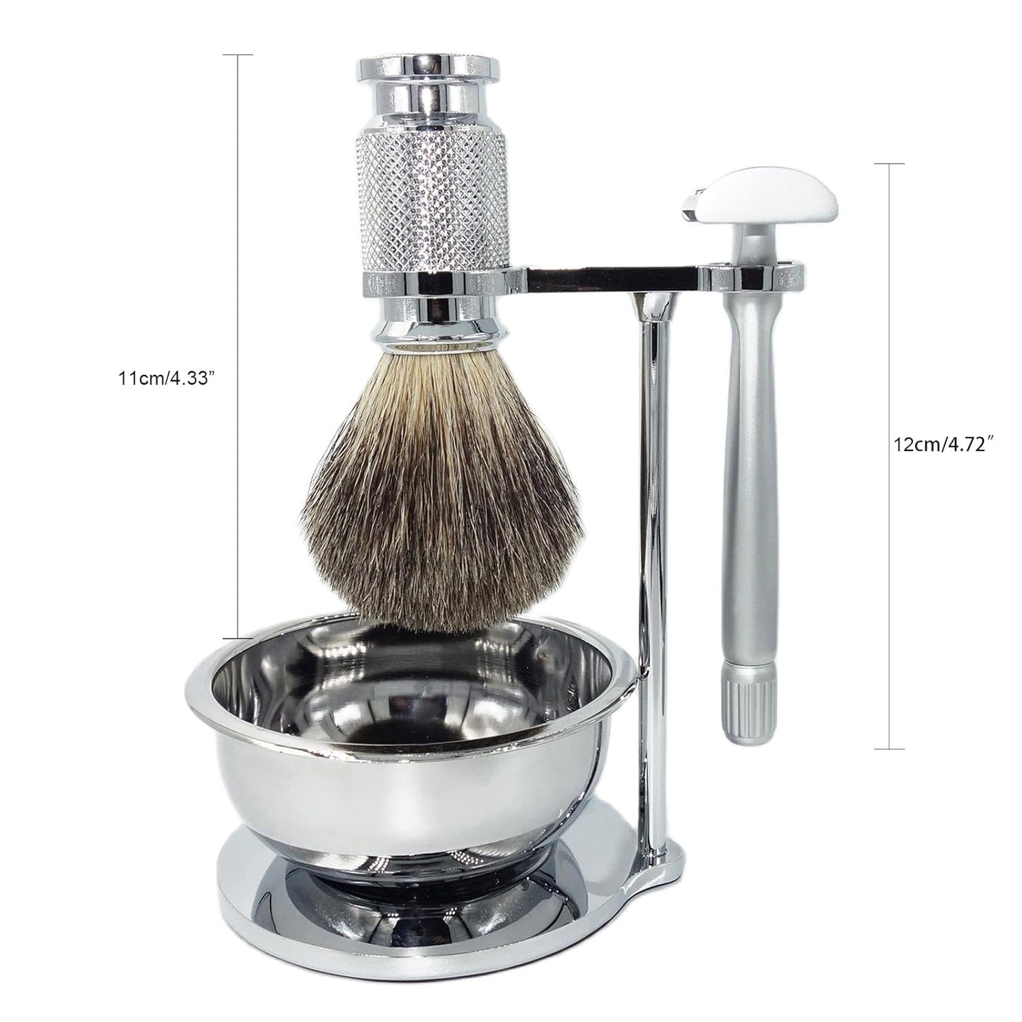 Men's Shave Kit,New Butterfly Open Design Double Edge Safety Razor,10 Razor Blade Refills,Soft Pure Badger Hair Brush,Shaving Stand and Lather Bowl,UniqueGift for Father Husband Boyfriend