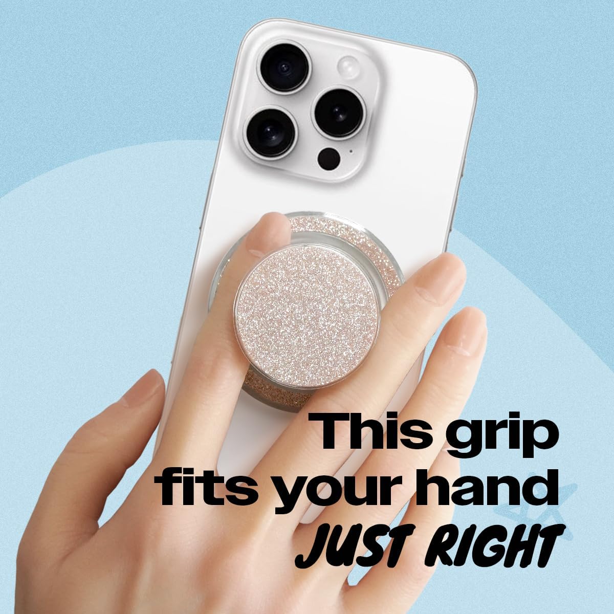 Bling Bling Glitter Phone Grip & Stand - Elegant Magnetic Phone Grip Holder for Secure Grip and Hands-Free Viewing (Gold)