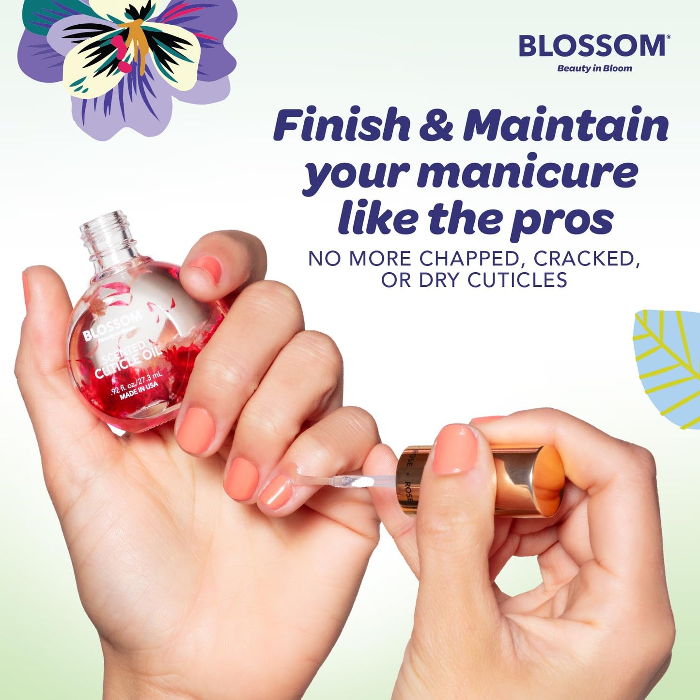Blossom Cuticle Oil for Nails, Hydrating, Moisturizing, Scented Nail Oil Cuticle Care, Infused with Real Flowers, Made in USA, 0.92 fl. oz, Jasmine