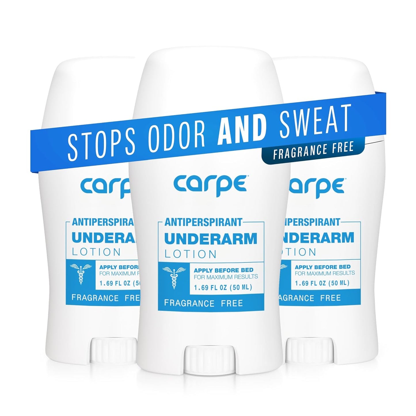 Carpe Underarm Antiperspirant Deodorant Advanced Sweat & Odor Protection Formula - Deodorant for Men & Women Helps Combat Excessive Sweating with Odor Control - Fragrance Free Deodorant (Pack of 3)