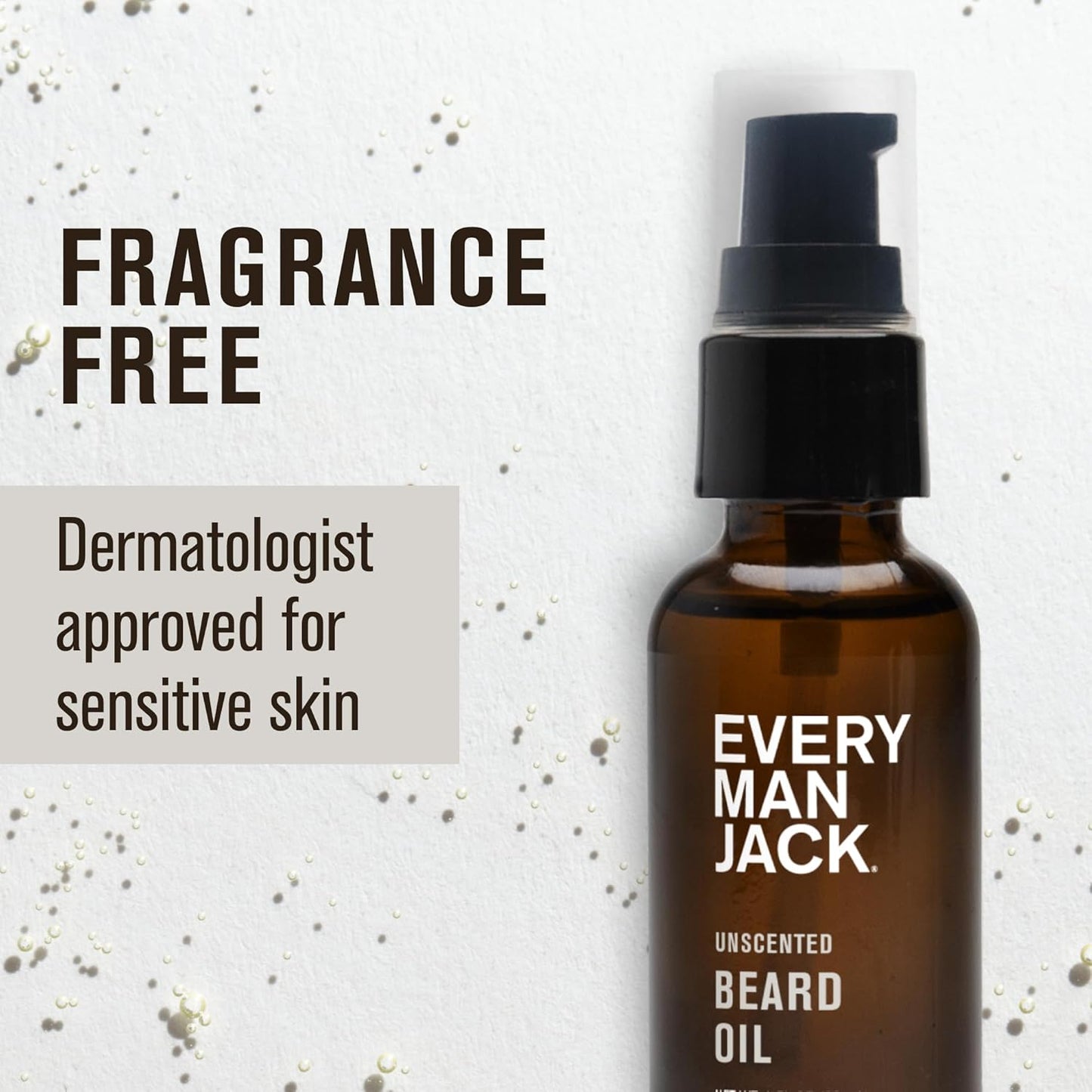Every Man Jack Unscented Beard Oil for Men - Fragrance Free for Sensitive Skin - Naturally Moisturizes and Softens Beard w/Shea Butter & Argan Oil - 1 fl oz
