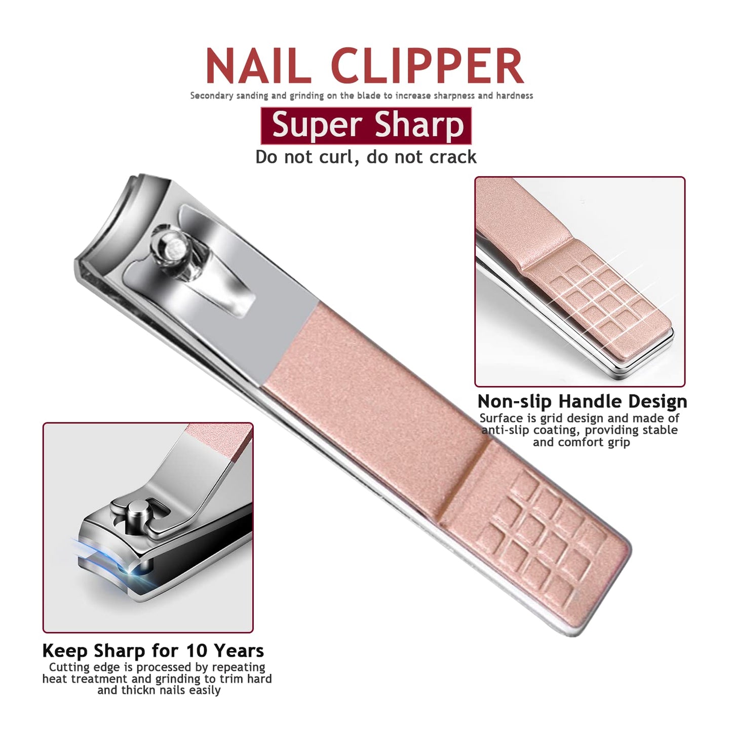 Manicure Set Nail Clippers Kit 6 Pieces in 1 Stainless Steel Professional Grooming Nail Care Tools Including Nano Glass Nail Shiner Buffer File Gift for Men Husband Boyfriend Parents Women
