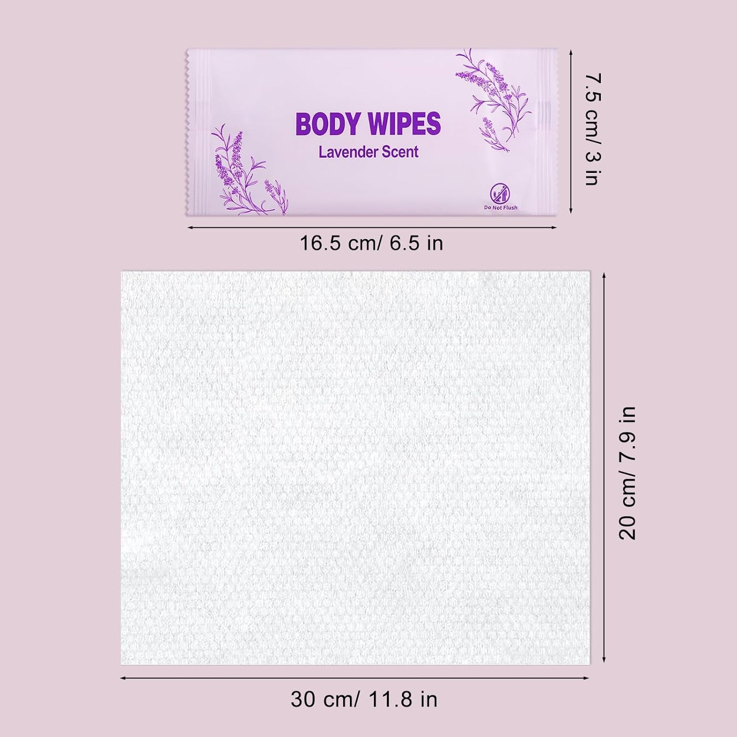Body Wipes Individually Wrapped, 100 Pack Adult Bath Wipes No Rinse Extra Large Thick (11.8"x7.9"), Suitable for Camping, Gym and Travel, Lavender Scent