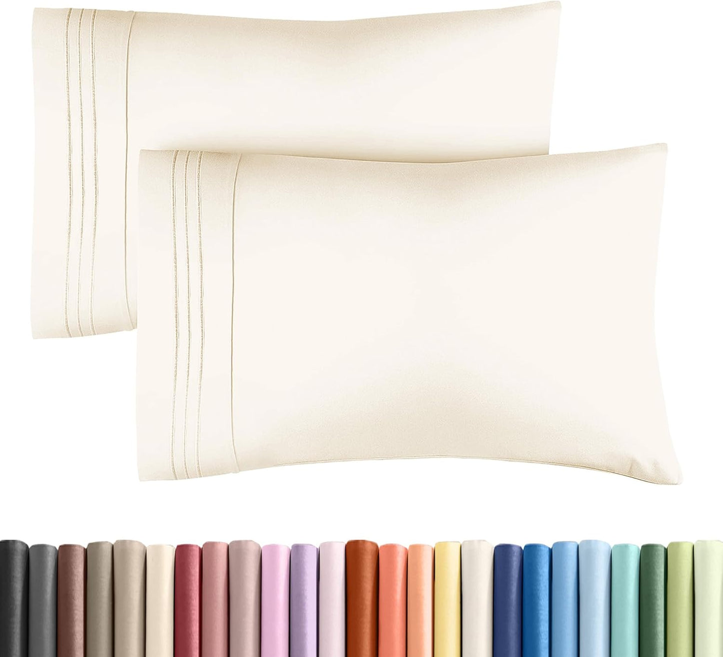 Queen Pillow Cases Set of 2 - Ultra Soft Hotel Quality Pillowcase Covers - Comfy, Cozy & Wrinkle Free - Shrinkage, Stain & Fade Resistant - Machine Washable Pillow Protectors - 2 Piece Set - Off White