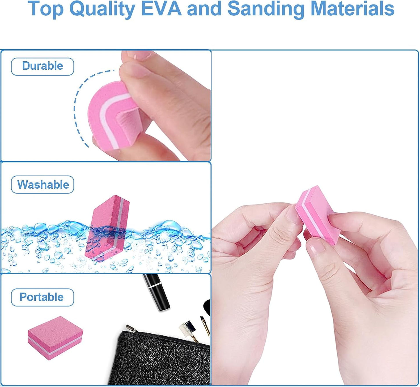 180/240 Grit Nail Buffers (100 Pack), Mini Buffer Block Nail File for Acrylic Nails and Natural Nails, Professional Nail Buffer Block Bulk Buffing Blocks for Nail Buff Manicure File Blocks Set Pink