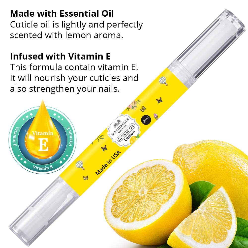 Maccibelle Pure Cuticle & Nail Oil Pen 2ml Heals Dry Cracked Cuticles (Crisp Lemon)