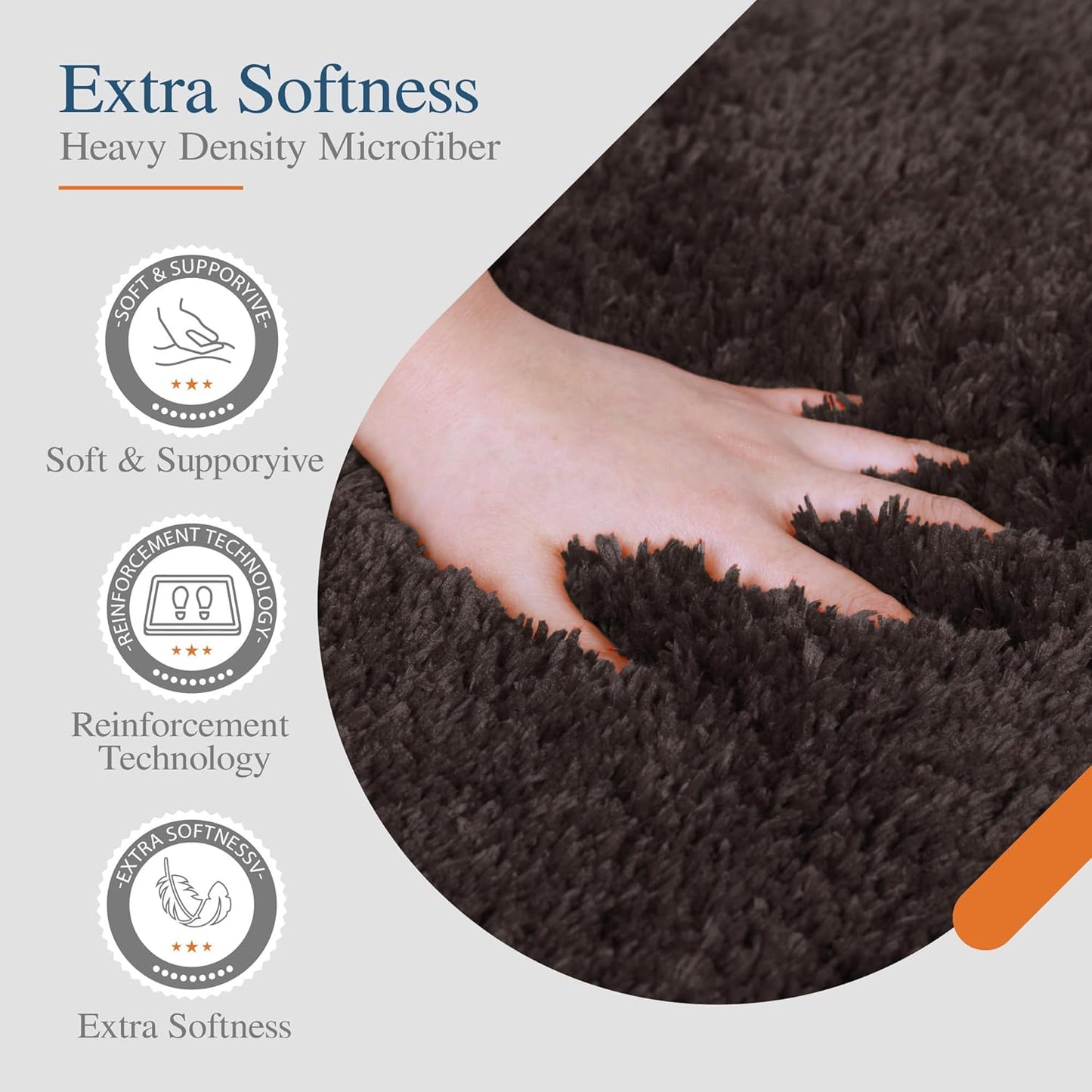 Walensee Bathroom Rug Non Slip Bath Mat (16 x 24, Brown) Water Absorbent Soft Microfiber Shaggy Mat Machine Washable Thick Plush Rugs for Shower