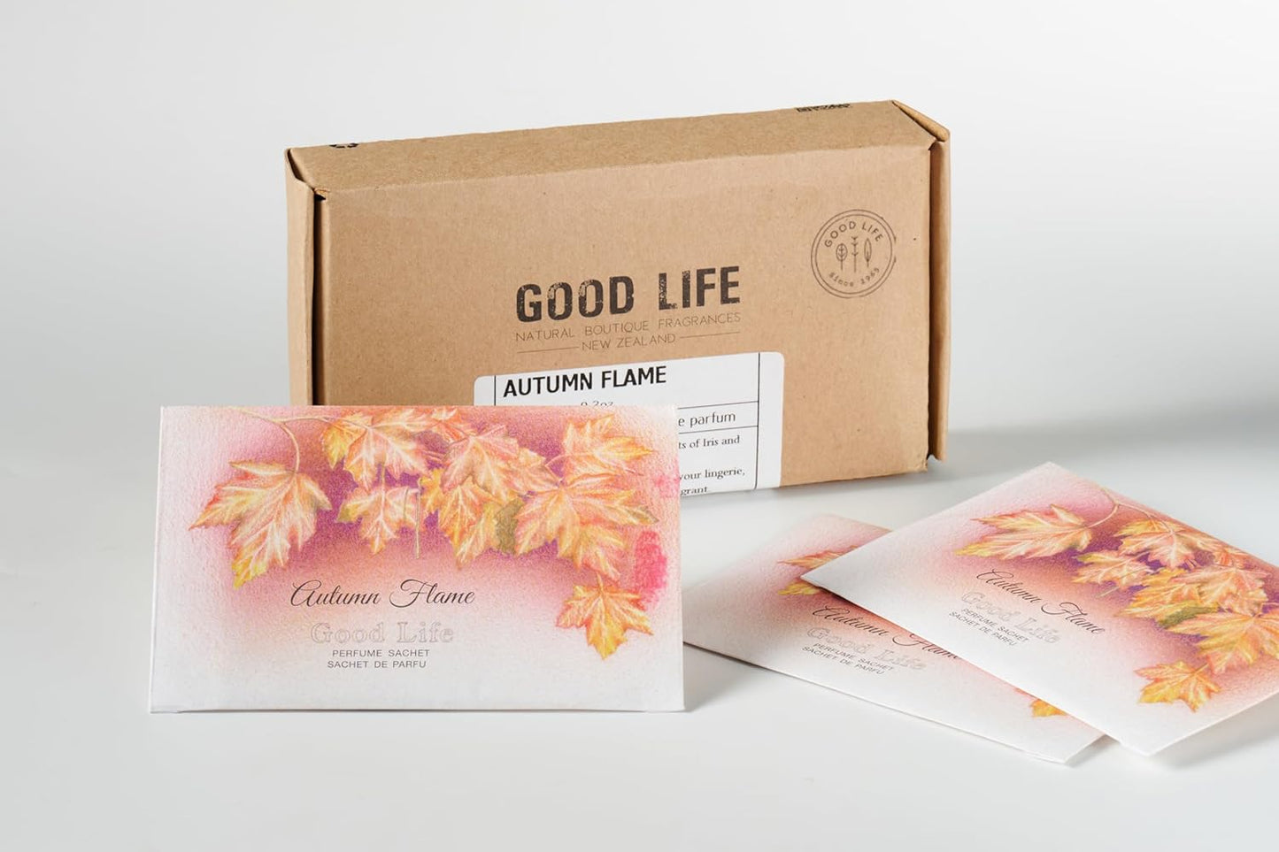 Good Life Autumn Flame Scented Sachets | Designed in New Zealand | 12 Sachets