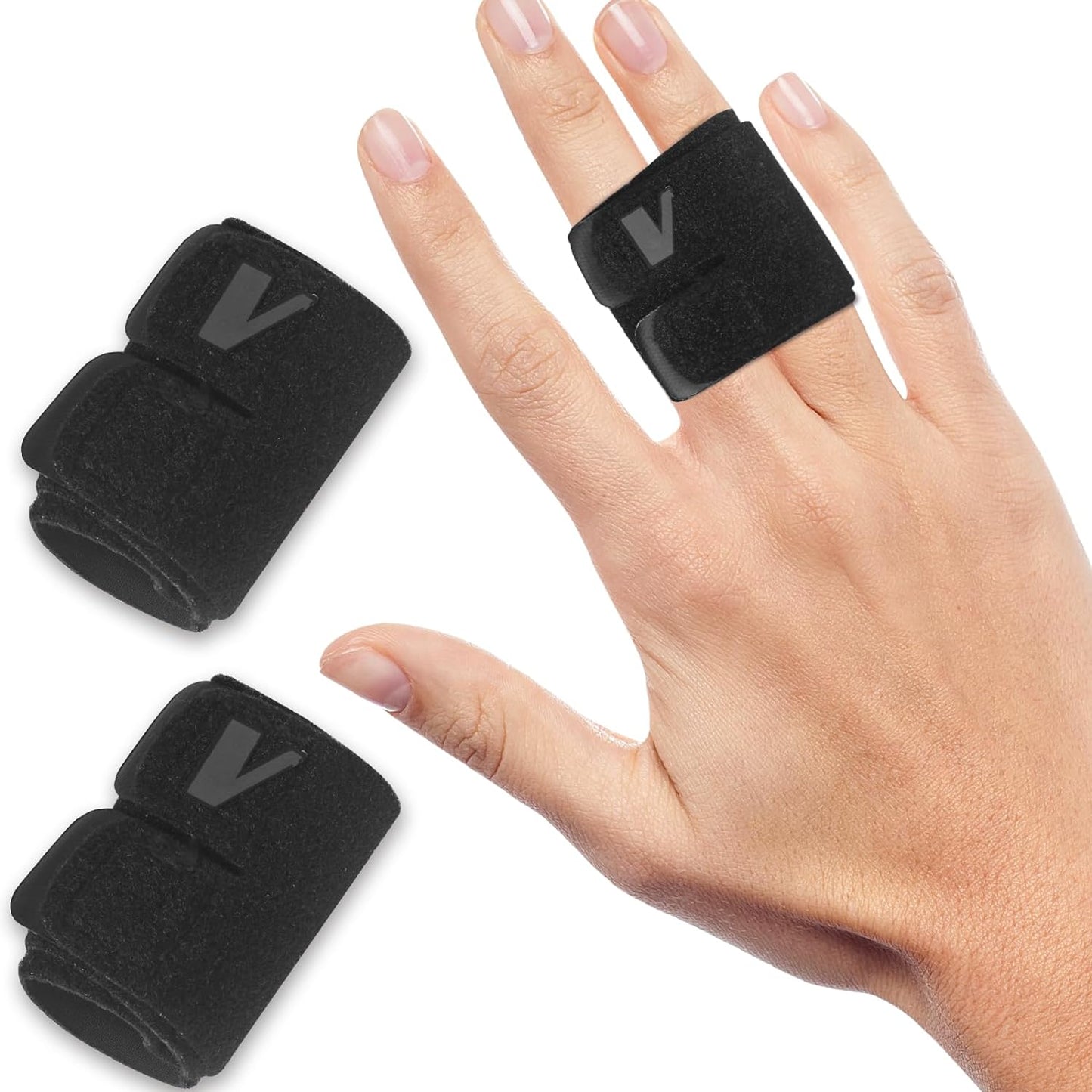 Finger Splint (No Metal Support), 2PCS Lightweight OK Cloth Finger Buddy Straps/Wraps for Arthritis, Tendonitis & Pain Relief, Adjustable Tape & Compression for Sports Injury Relief (Basketball, Tennis, Volleyball, Badminton, Golf) – Double Design - M