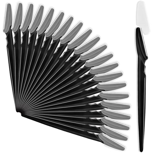 21 Pcs Eyebrow Razors, Face Razors Multipurpose, Exfoliating Dermaplaning Tools, Eyebrow Trimmers Shaver with Safety Cover, Facial Hair Removal for Women Men Body Use (Black)