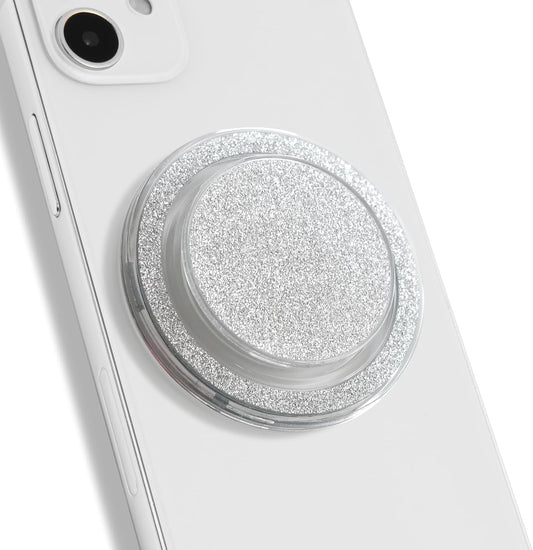 Bling Bling Glitter Phone Grip & Stand - Elegant Magsafe Compatible Phone Holder for Secure Grip and Hands-Free Viewing (Silver)