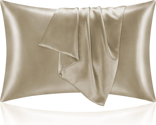 BEDELITE Satin Pillowcase for Hair and Skin, Super Soft and Cooling Similar to Silk Pillow Cases 2 Pack with Envelope Closure, Gift for Women Men(20"x30" Queen Size, Taupe)