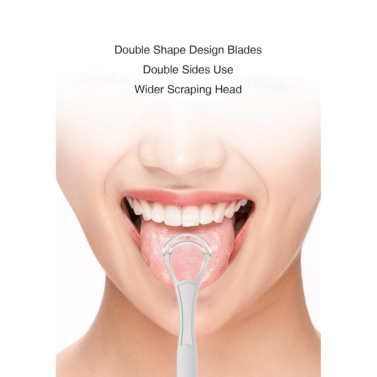 2PCS Tongue Scraper Cleaner Brush Wide-head Double Blades Scrapers For Oral Care, Rose Gold Color