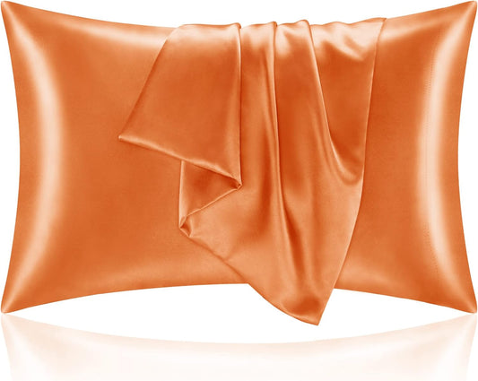 BEDELITE Satin Pillowcase for Hair and Skin, Super Soft and Cooling Similar to Silk Pillow Cases 2 Pack with Envelope Closure, Gift for Women Men(20"x30" Queen Size, Burnt Orange)